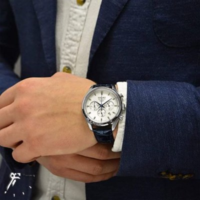 ساعت مچی کردانه کرنوگراف چرمی سیکو اصل ژاپن 